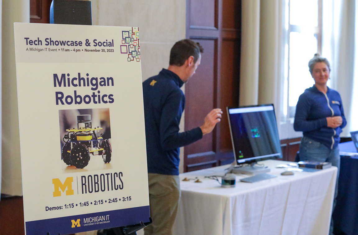 Michigan Robotics sessions on UM-GPT at the 2023 Michigan IT Tech Showcase and Social; Photograph by Joel Iverson, ITS Marketing and Communications